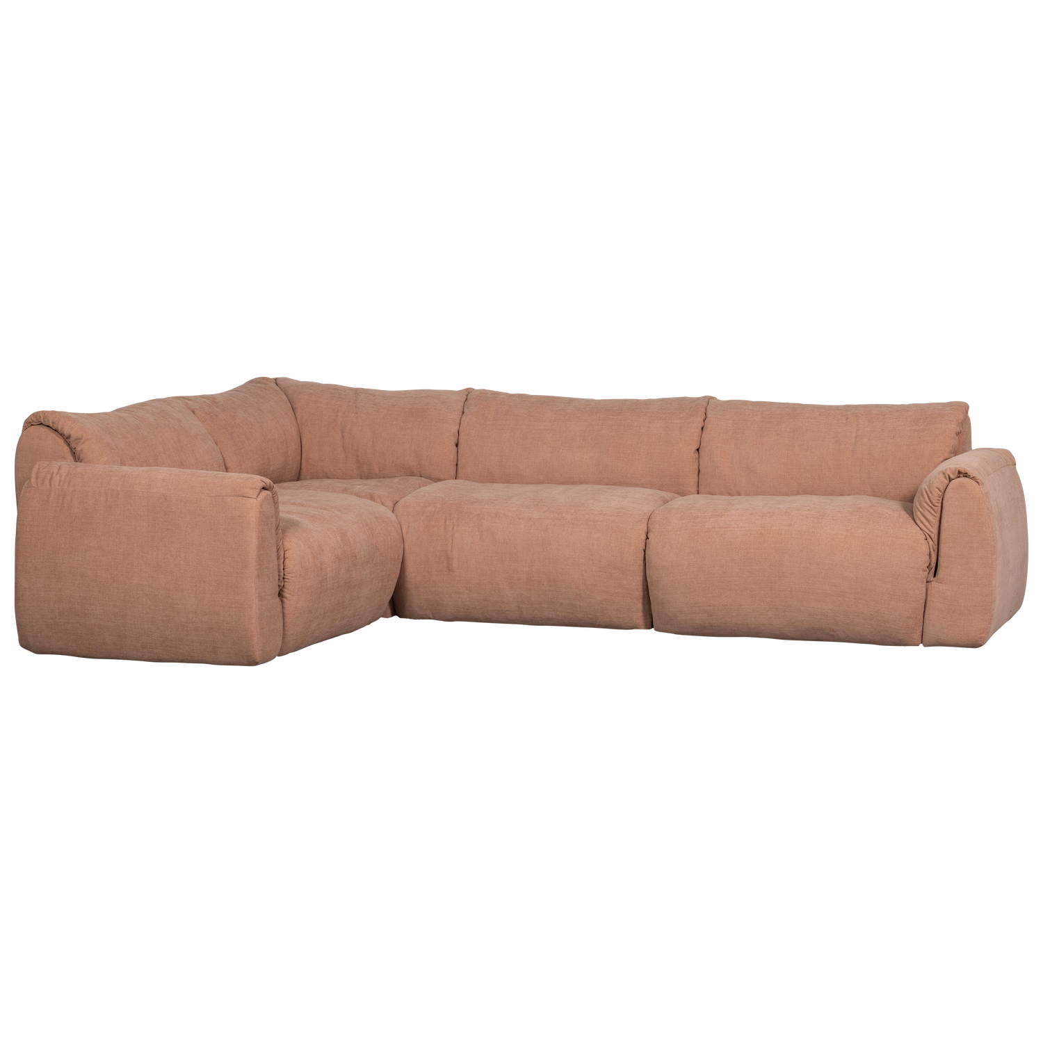 Kampinė sofa BAGGY, kairė, austas šenilo audinys, sena rožinė spalva