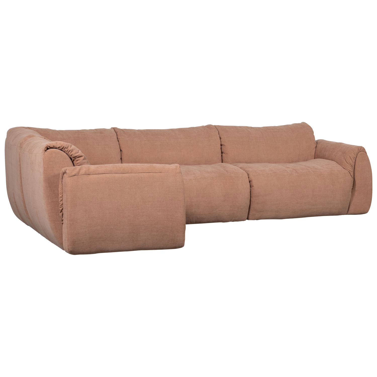 Kampinė sofa BAGGY, kairė, austas šenilo audinys, sena rožinė spalva