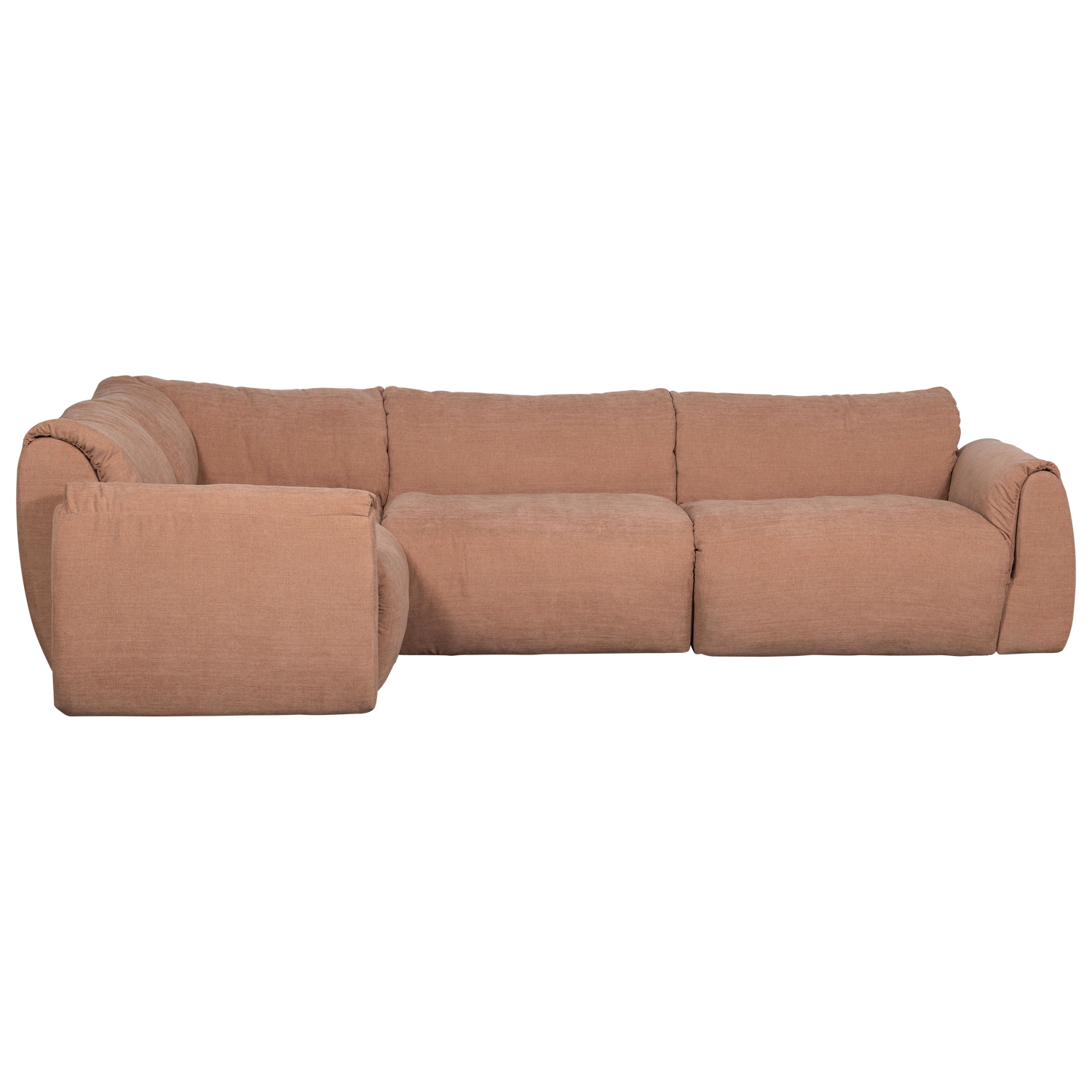 Kampinė sofa BAGGY, kairė, austas šenilo audinys, sena rožinė spalva