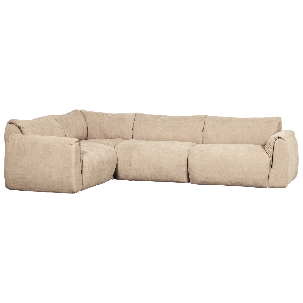 Kampinė sofa BAGGY, kairė, austo šenilo audinys