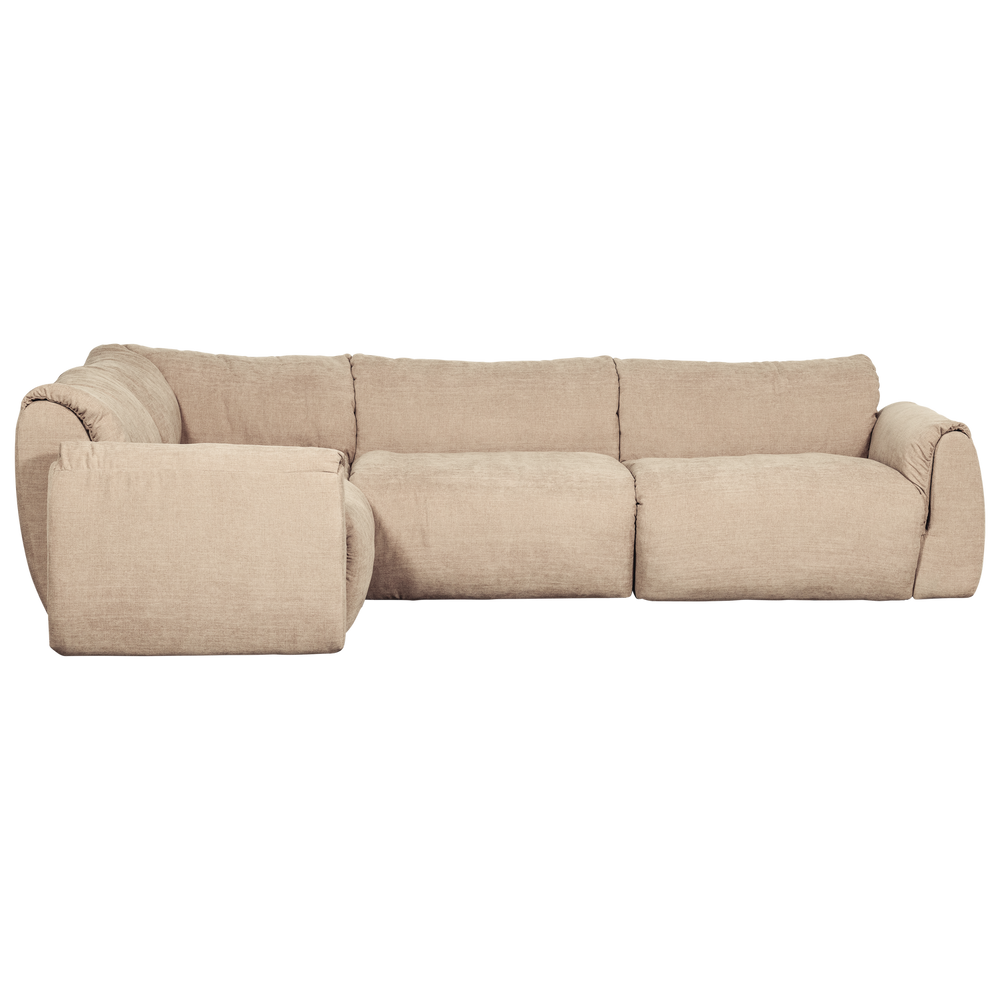 Kampinė sofa BAGGY, kairė, austo šenilo audinys