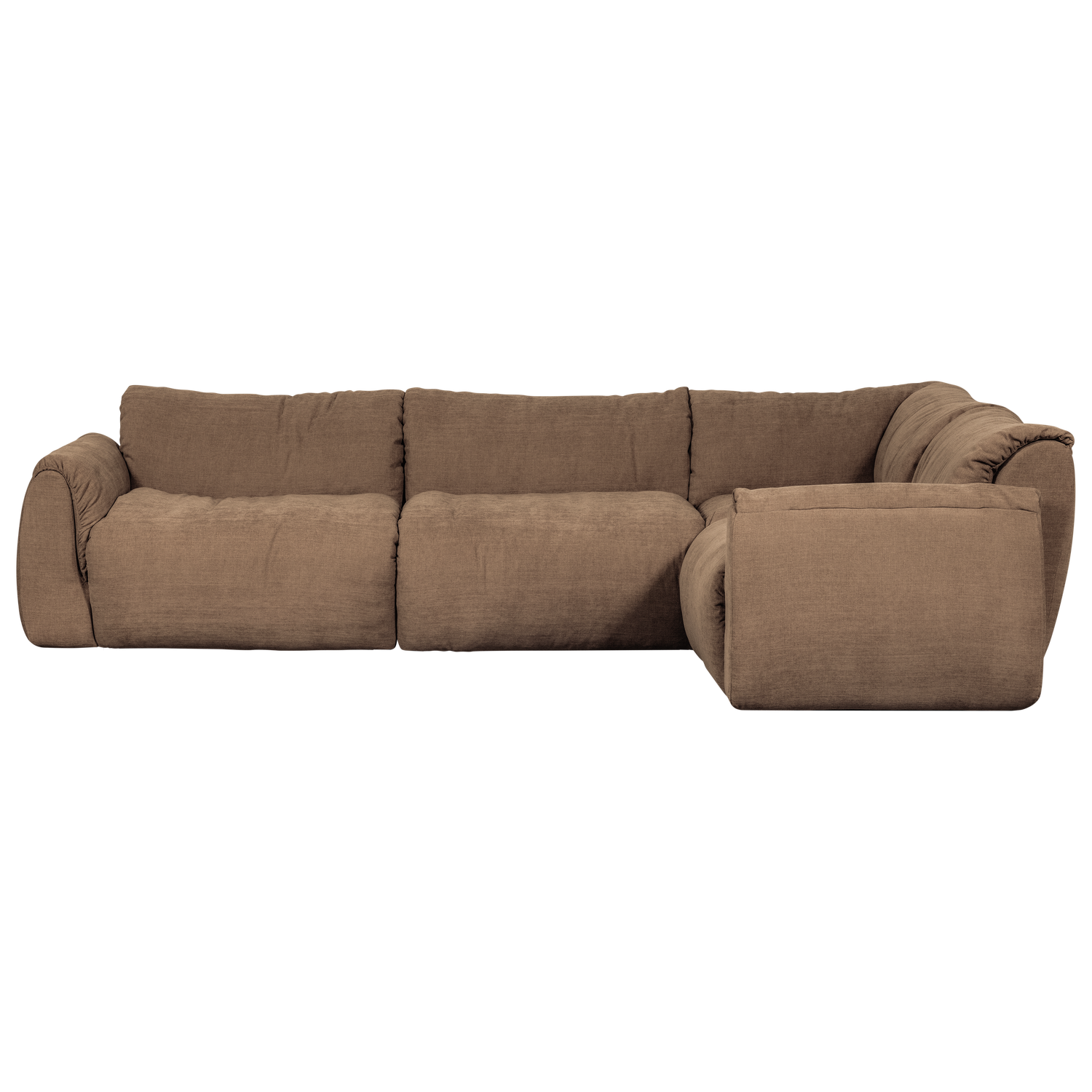 Stūra dīvāns BAGGY, labais, austs šenila audums, brūna krāsa