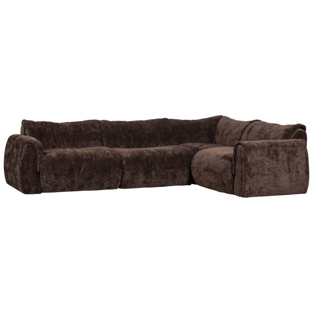 Kampinė sofa BAGGY, dešinė, 3D šenilo audinys, tamsiai ruda spalva