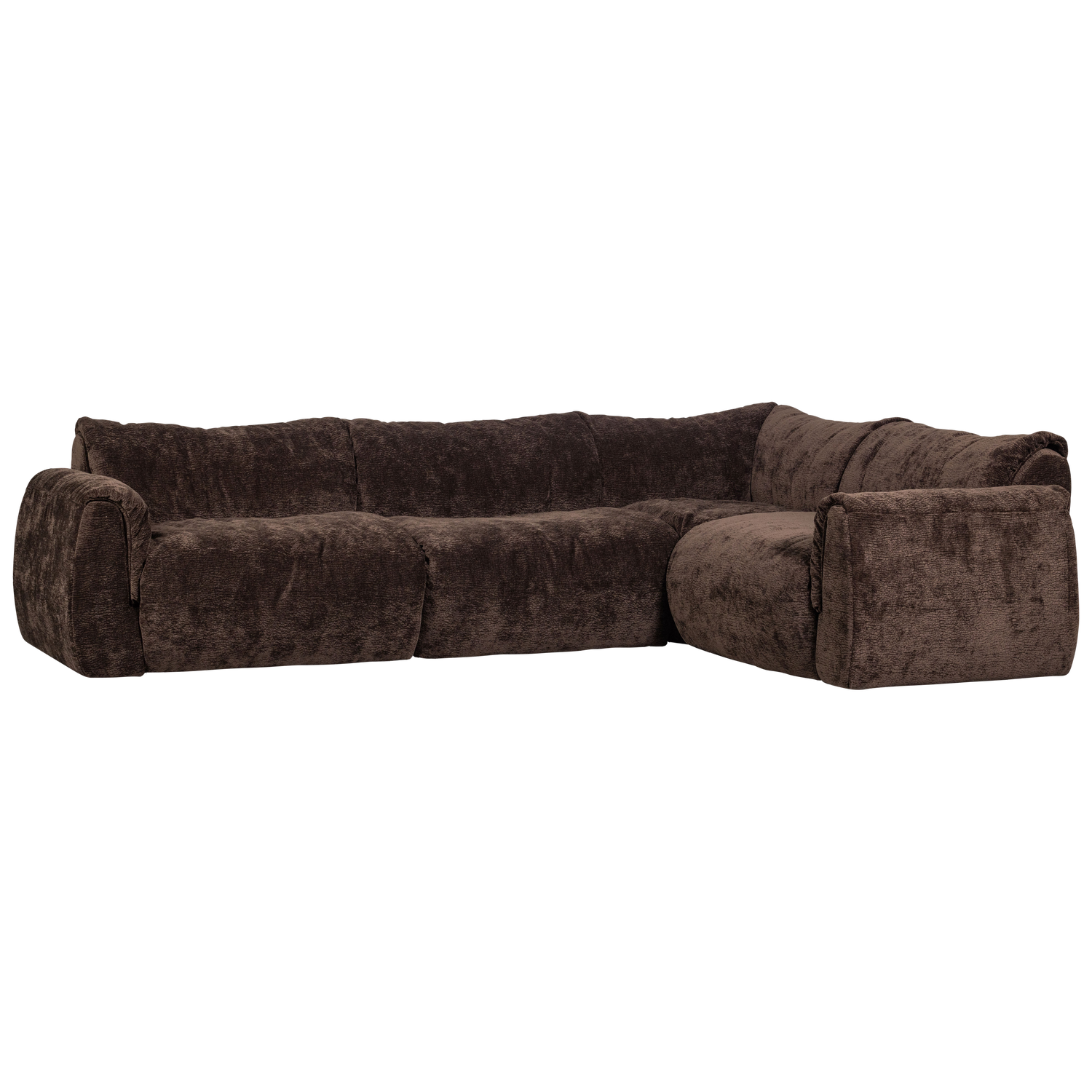 Kampinė sofa BAGGY, dešinė, 3D šenilo audinys, tamsiai ruda spalva