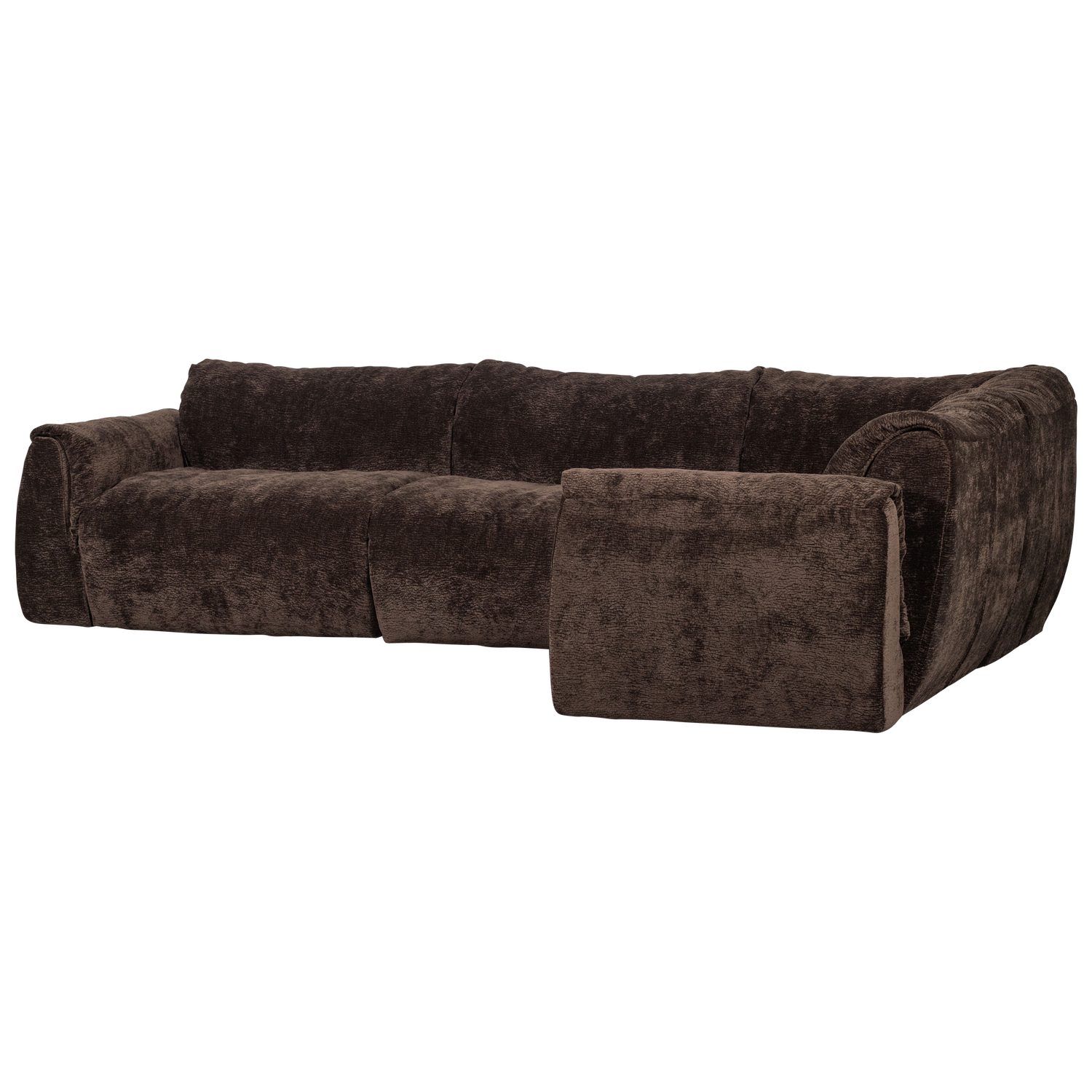 Kampinė sofa BAGGY, dešinė, 3D šenilo audinys, tamsiai ruda spalva