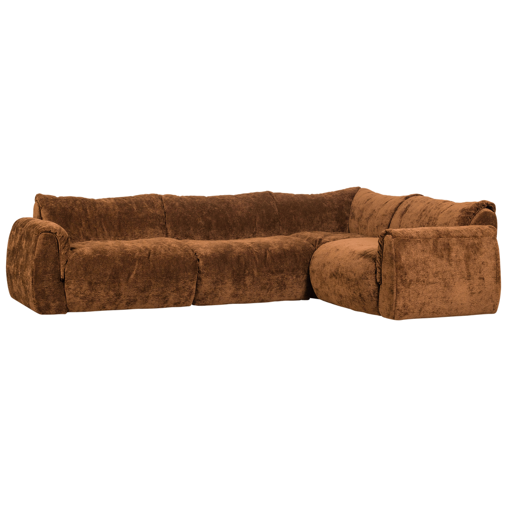 Kampinė sofa BAGGY, dešinė, 3D, šenilo audinys, vidutinio rudo atspalvio