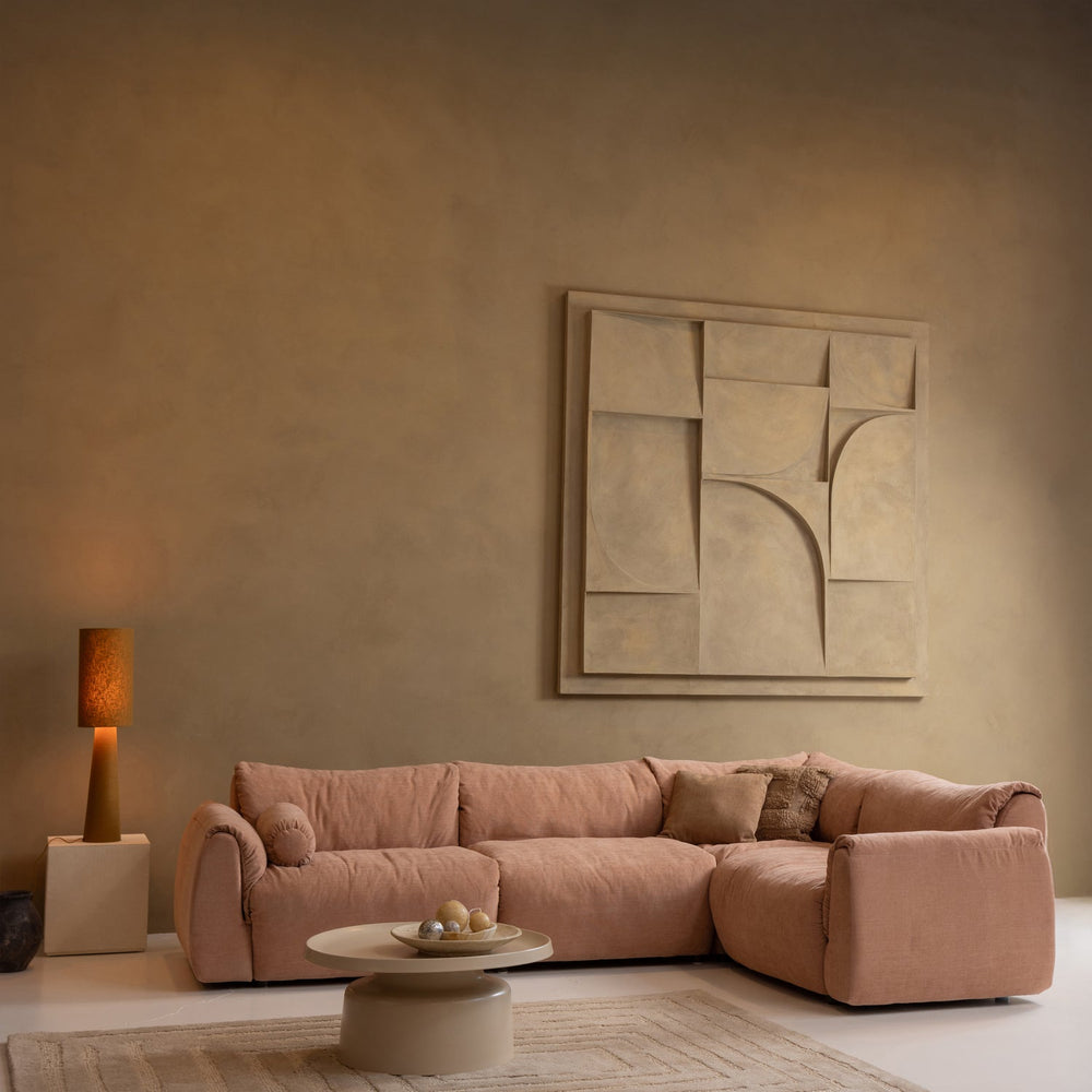 Kampinė sofa BAGGY, dešinė, austo šenilo audinys, sena rožinė spalva