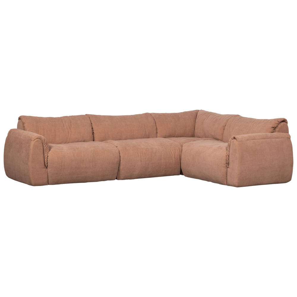 Kampinė sofa BAGGY, dešinė, austo šenilo audinys, sena rožinė spalva