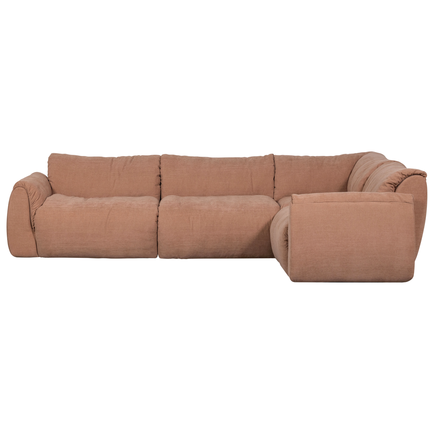 Kampinė sofa BAGGY, dešinė, austo šenilo audinys, sena rožinė spalva