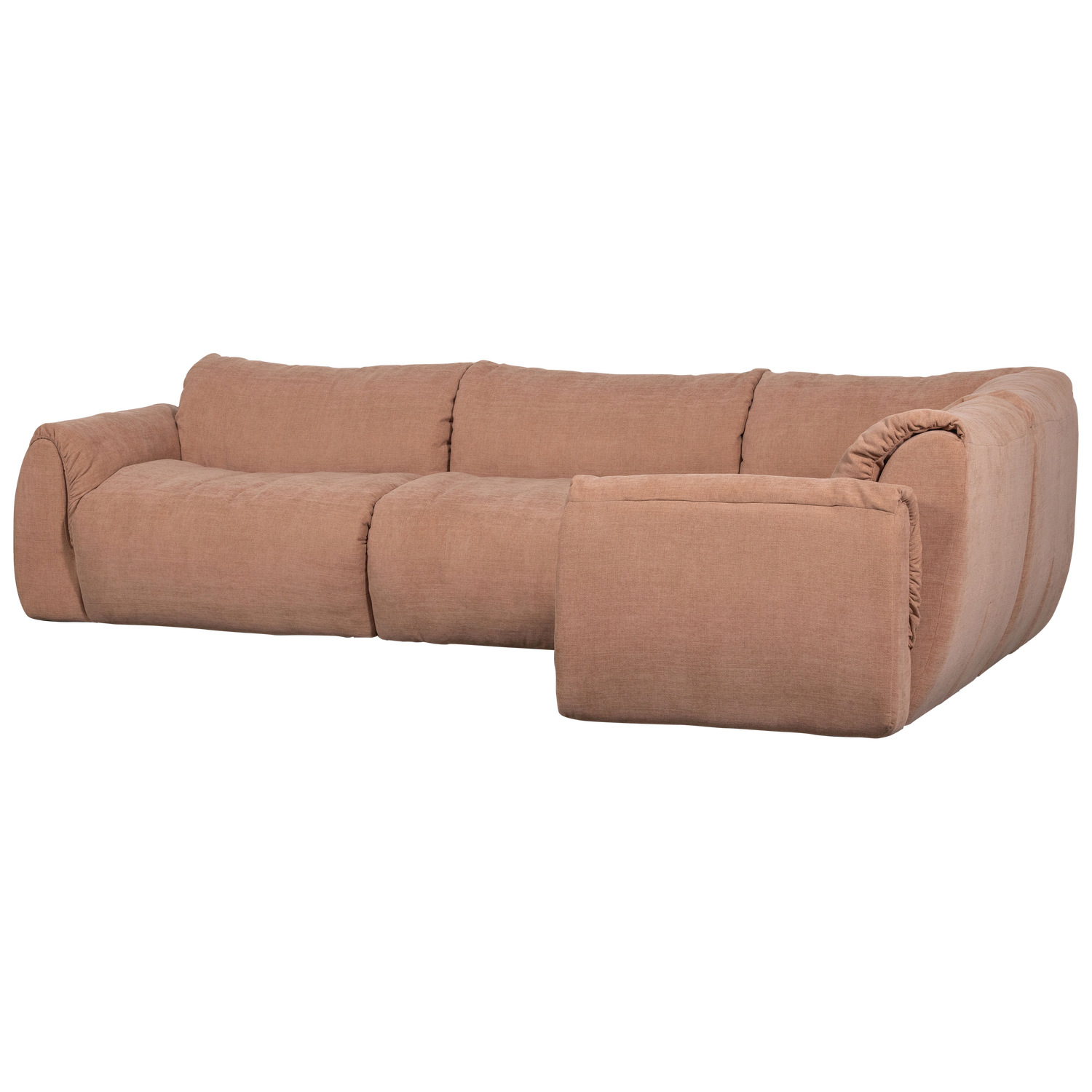 Kampinė sofa BAGGY, dešinė, austo šenilo audinys, sena rožinė spalva