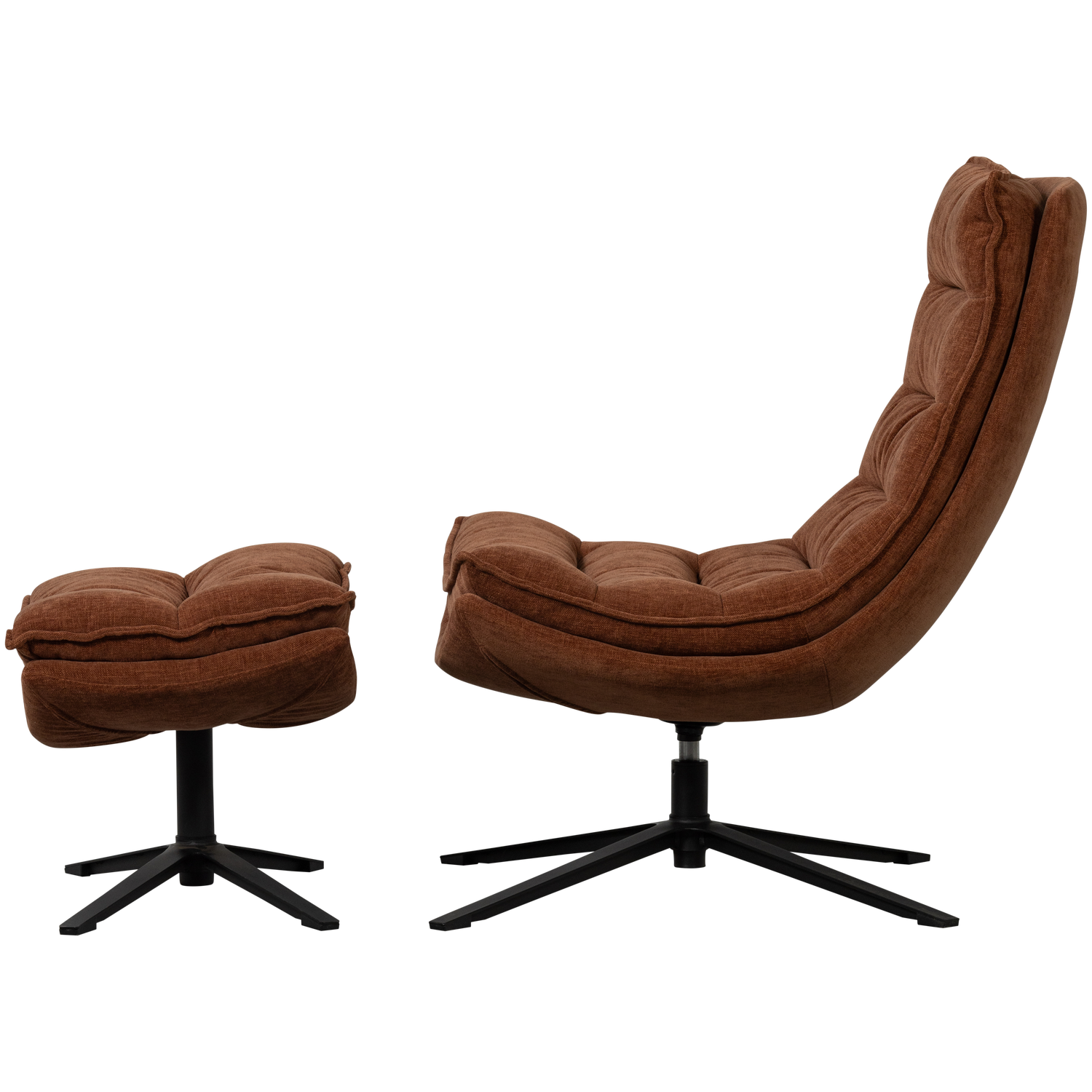 Pasukamas krėslas KUBE su pufu, ruda