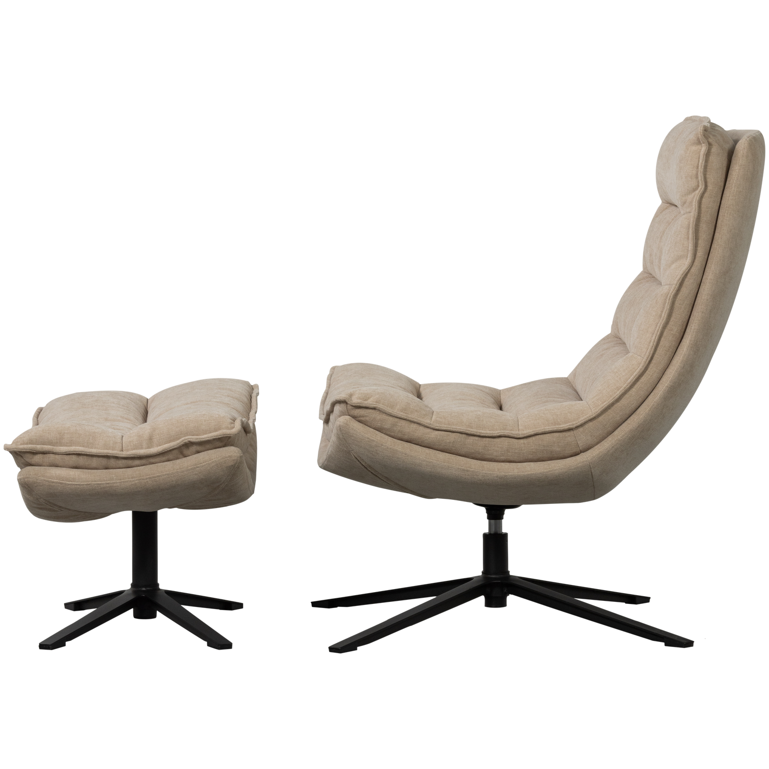 Pasukamas krėslas KUBE su pufu, natūrali spalva