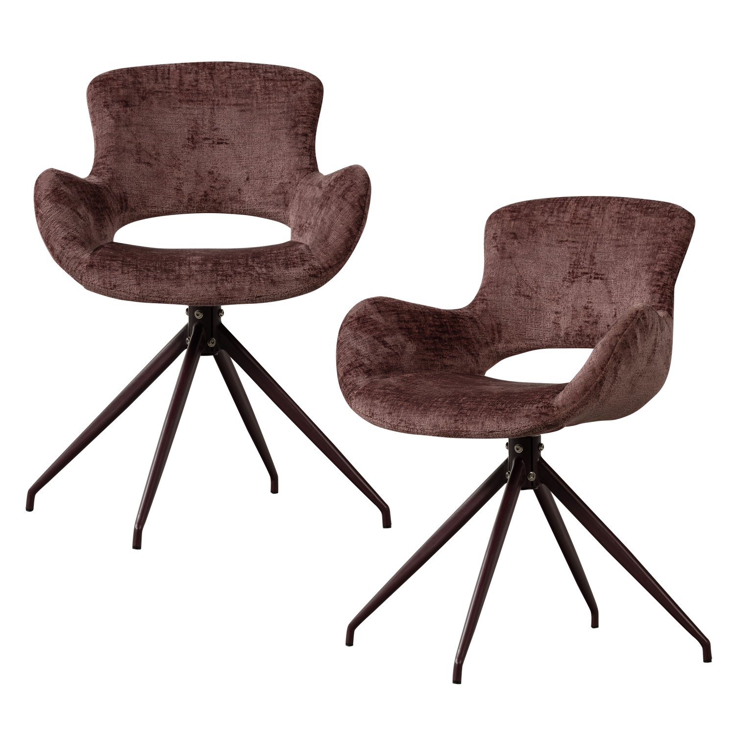 Valgomojo kėdė ELIVA, struktūrinis veliūras, violetinė (komplektas iš 2)