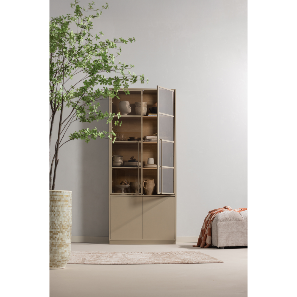 Vitrininė spintelė CASA, pušies mediena, molio/purvo spalva