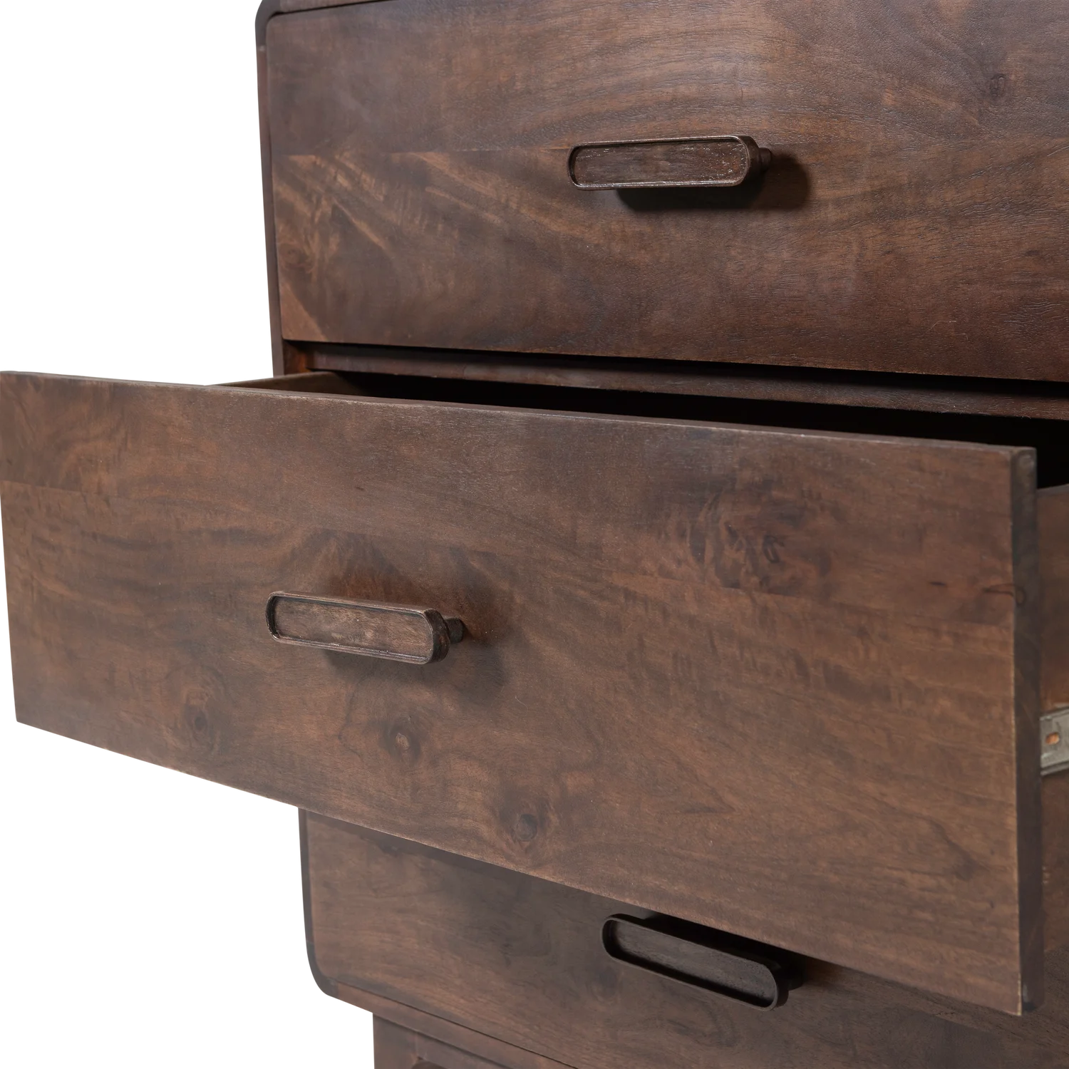 Komoda LIYA su stalčiais, tamsiai ruda, mango mediena