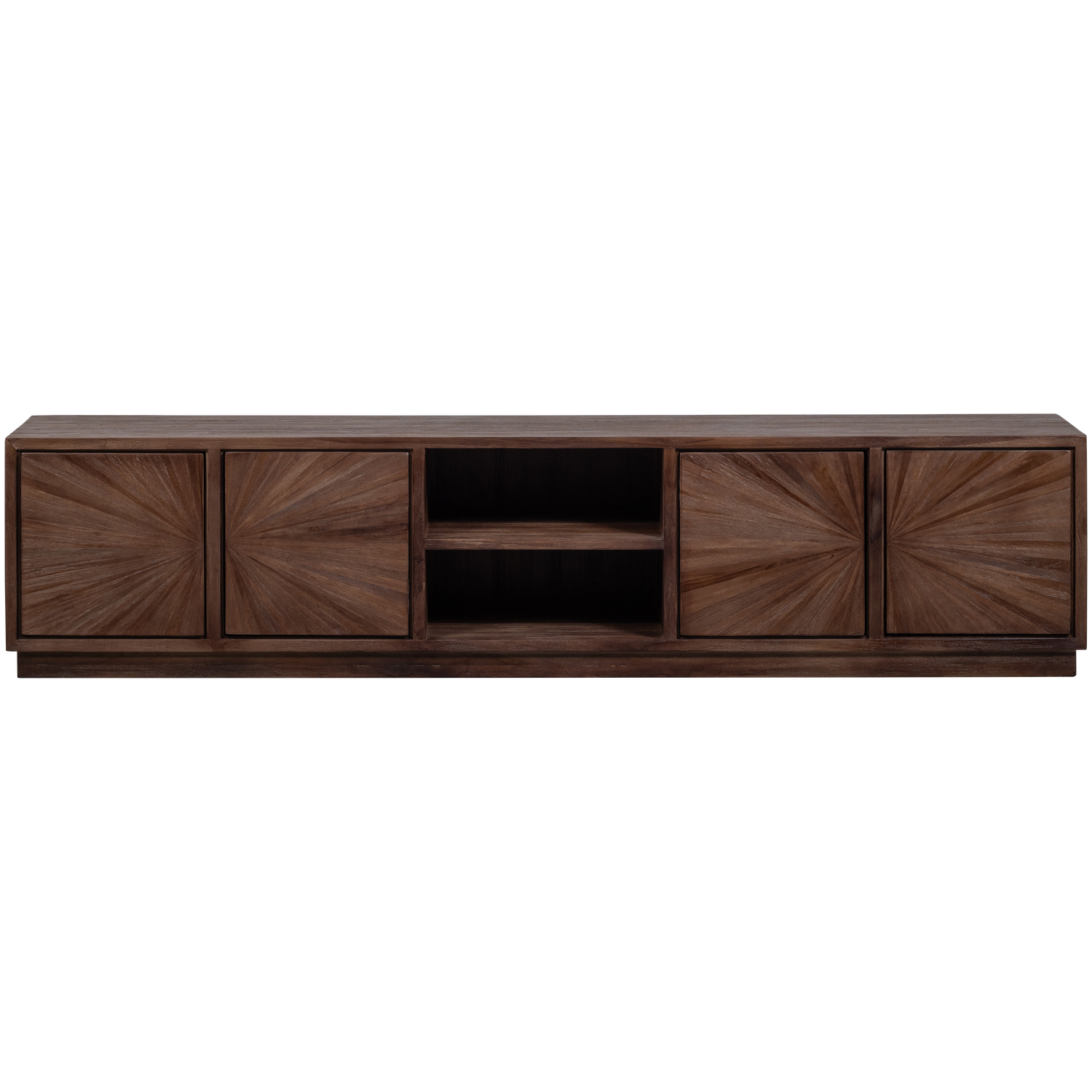 TV spintelė SUN su atviru skyriumi, perdirbta tikmedžio mediena, ruda