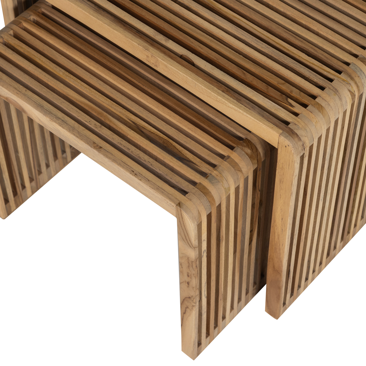 Šoniniai staliukai JASMIJN, perdirbtas tikmedis, natūralūs, 2 dalių rinkinys