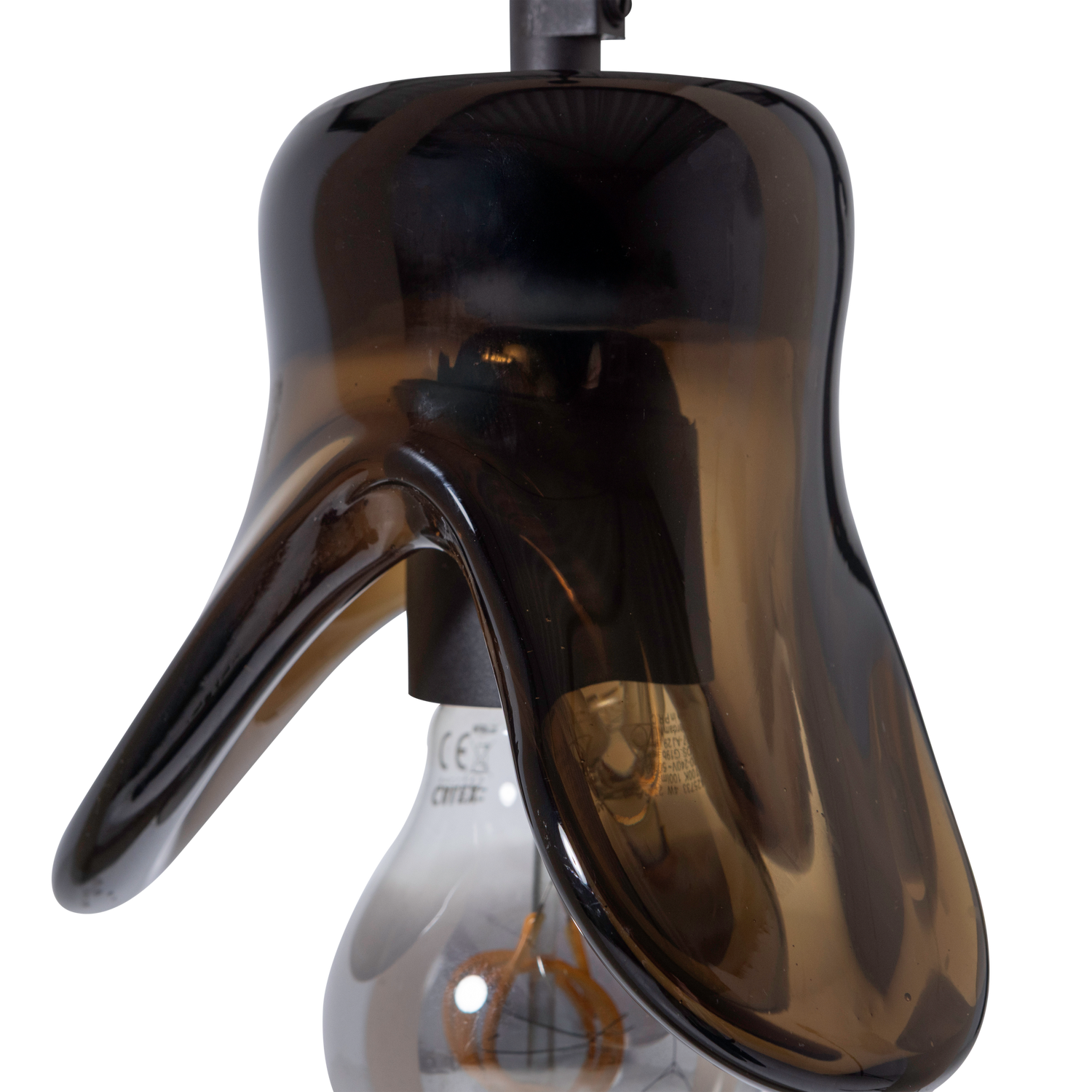 Pakabinamas šviestuvas ELLE, mažas, rudas stiklas