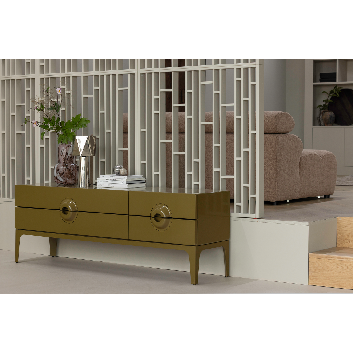 TV spintelė MERGE, mediena, medaus geltona