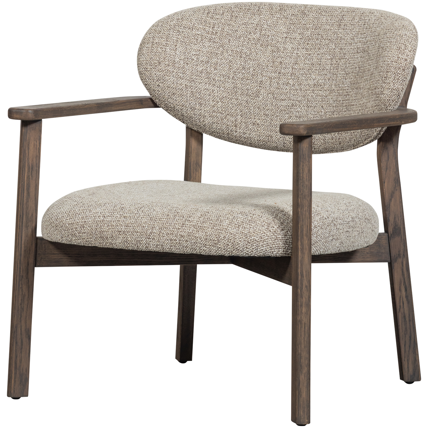 Fotelis UDAR, natūralus audinys, medinis rėmas, tamsiai rudos spalvos