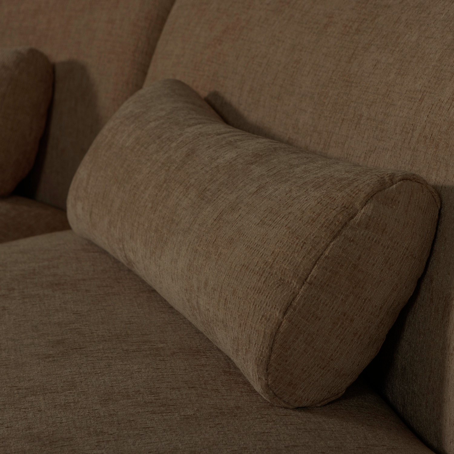 Pusapvalė sofa BATAVIER, 4-vietė, veliūras, ruda melanžas