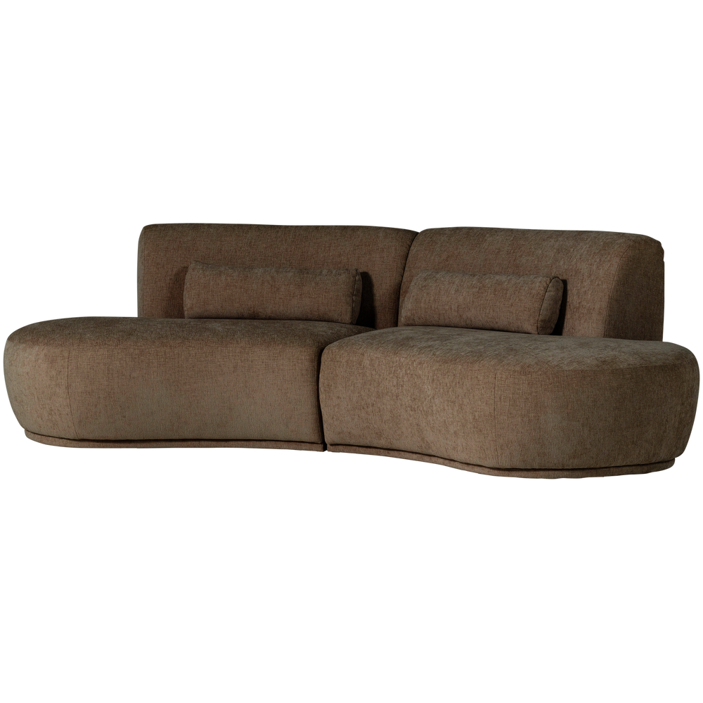 Pusapvalė sofa BATAVIER, 4-vietė, veliūras, ruda melanžas