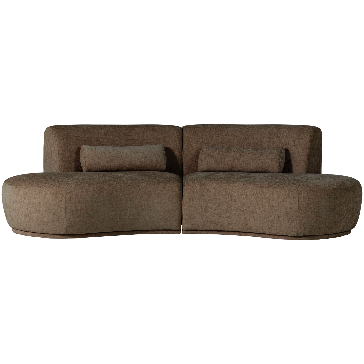 Pusapvalė sofa BATAVIER, 4-vietė, veliūras, ruda melanžas