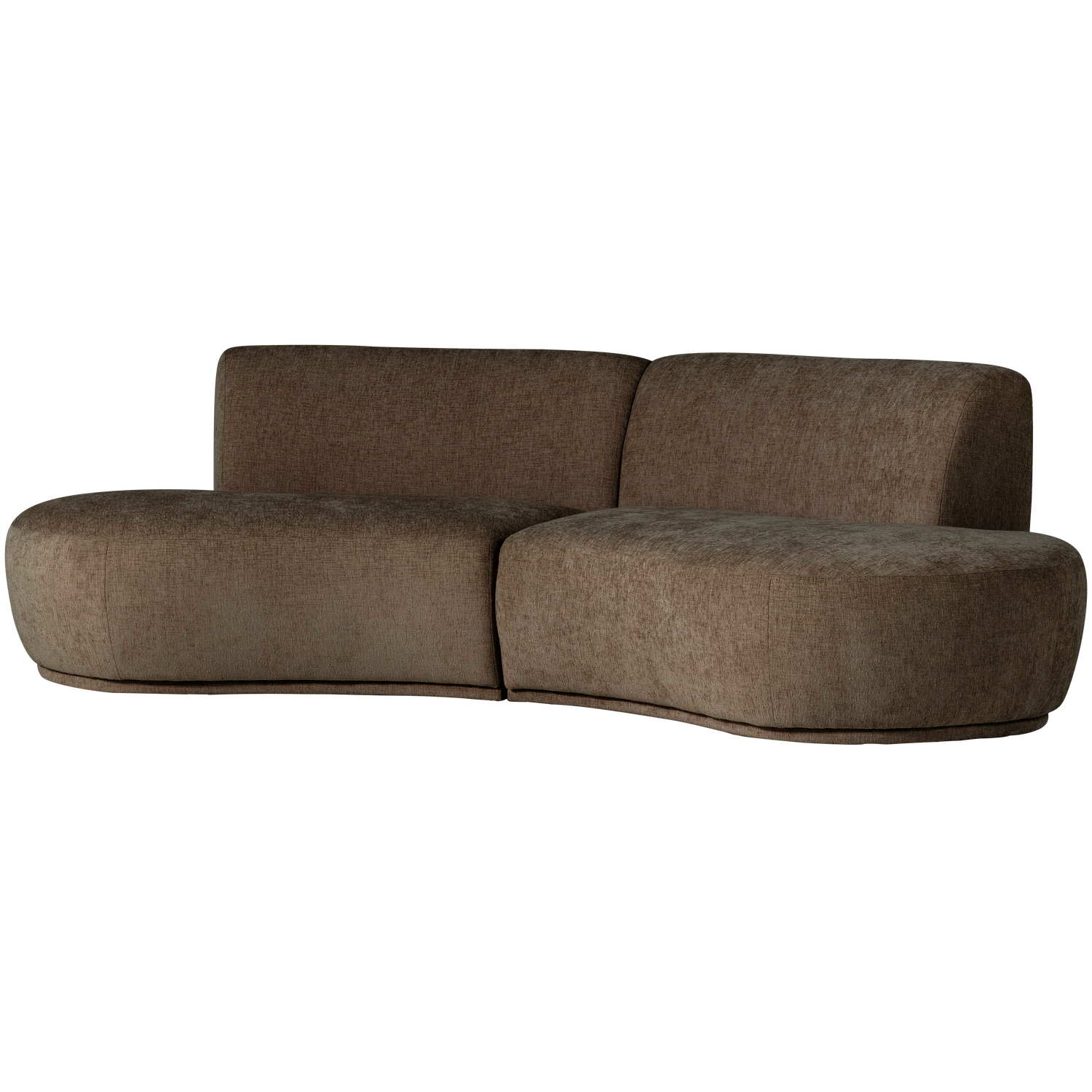 Pusapvalė sofa BATAVIER, 4-vietė, veliūras, ruda melanžas