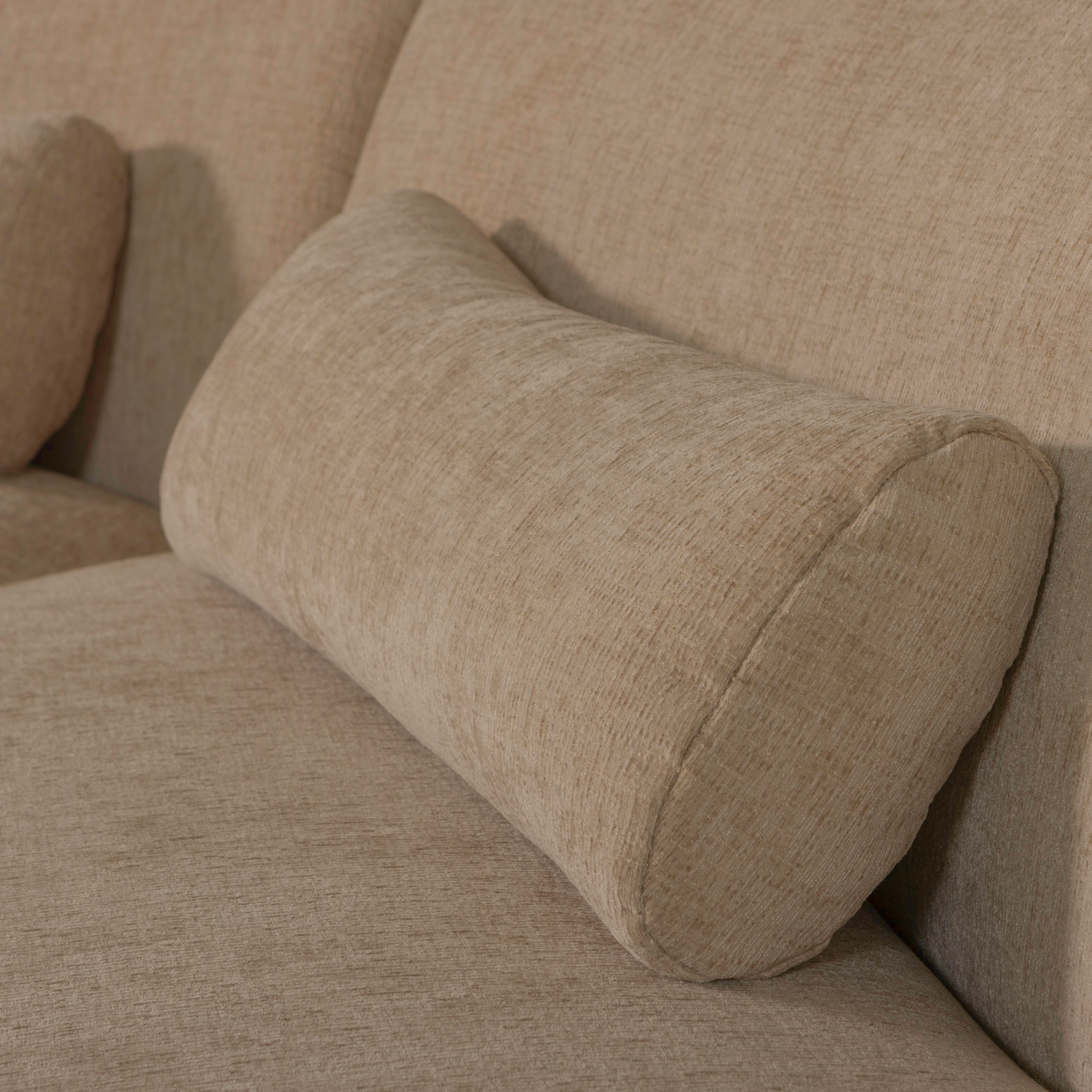 Pusapvalė sofa BATAVIER, 4-vietė, veliūras, šviesiai ruda melanžas