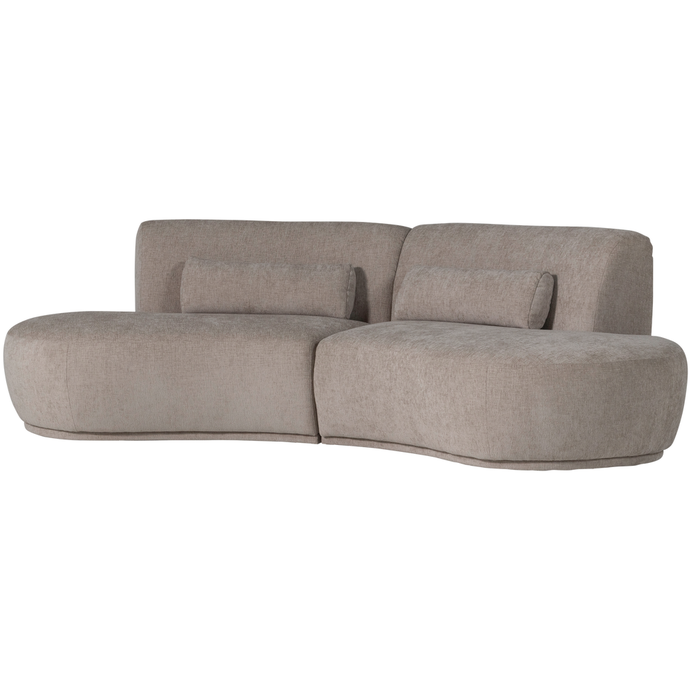 Pusapvalė sofa BATAVIER, 4-vietė, veliūras, smėlio melanžas