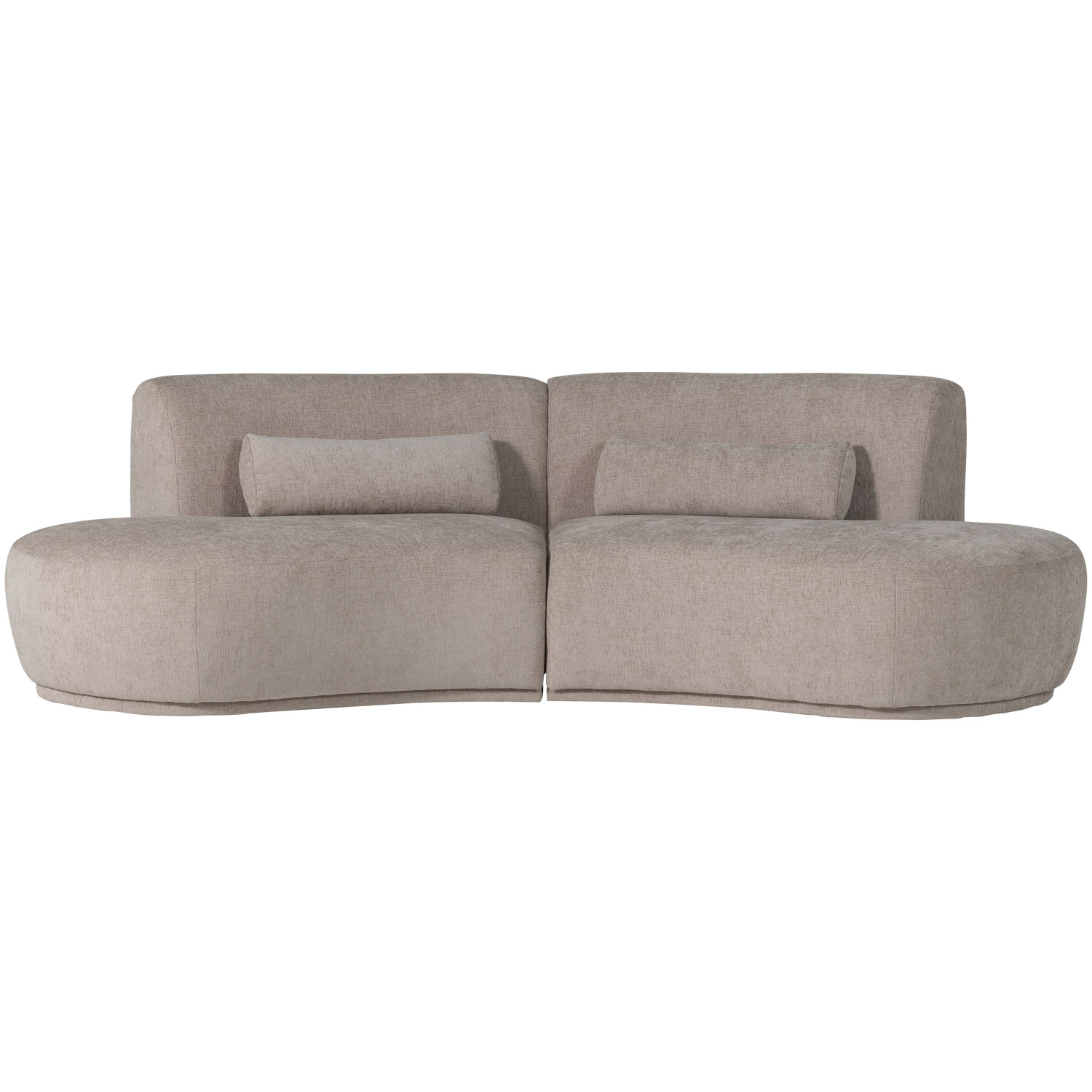 Pusapvalė sofa BATAVIER, 4-vietė, veliūras, smėlio melanžas