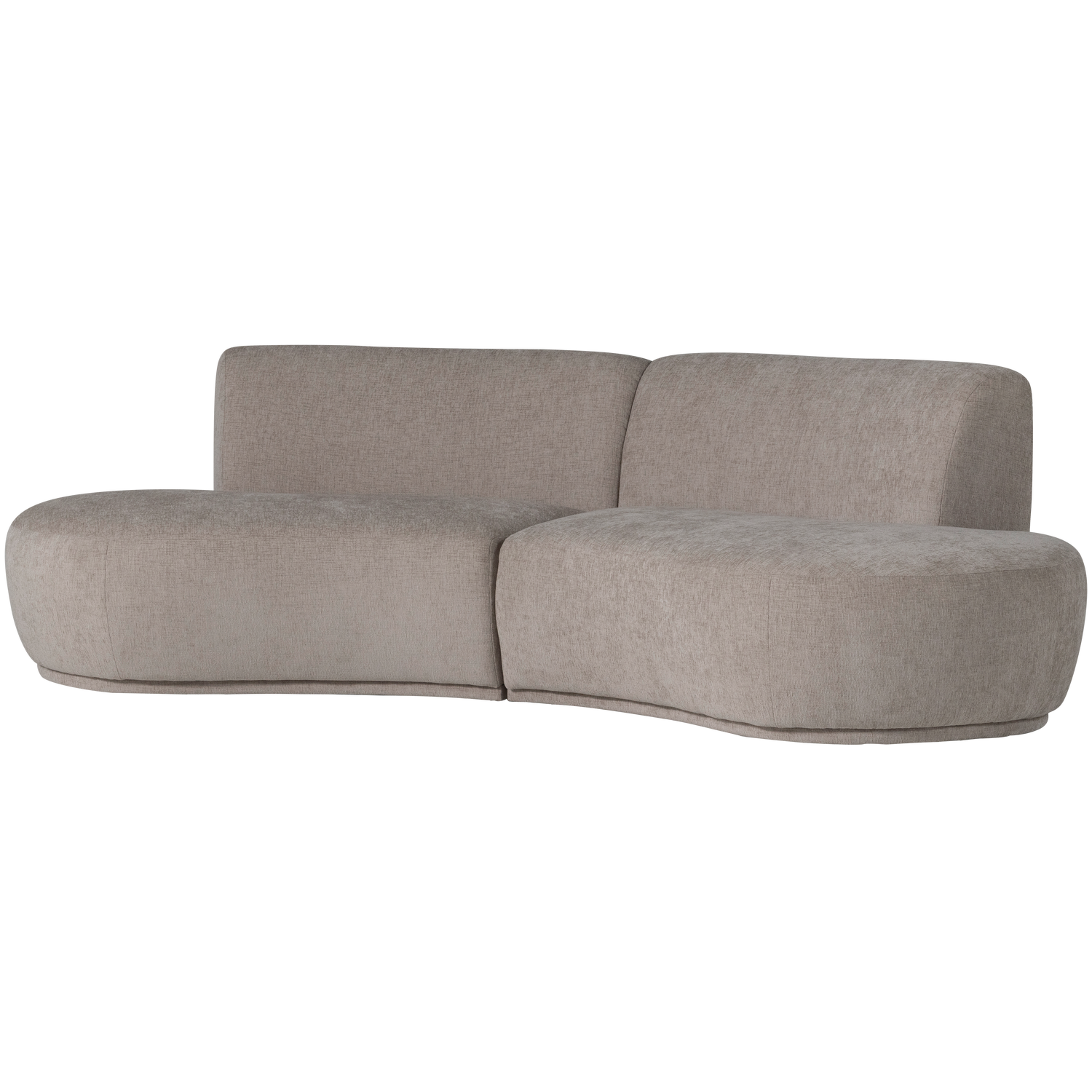 Pusapvalė sofa BATAVIER, 4-vietė, veliūras, smėlio melanžas