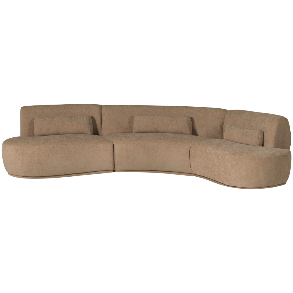 Pusapvalė sofa BATAVIER 6-vietė, šviesiai rudas melanžas