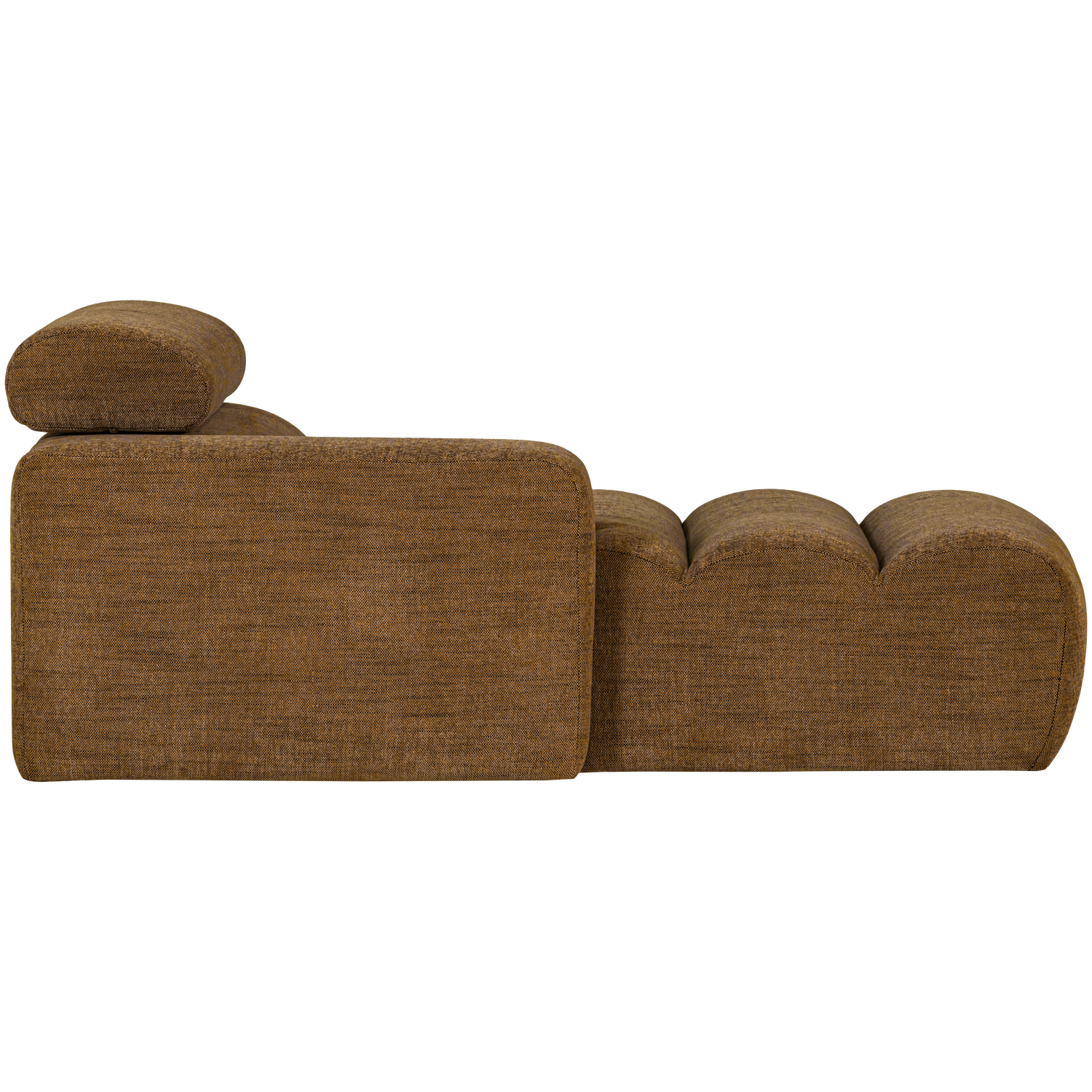 Šezlongo elementas NOVI, kairė pusė, karamelės ruda melanžinė