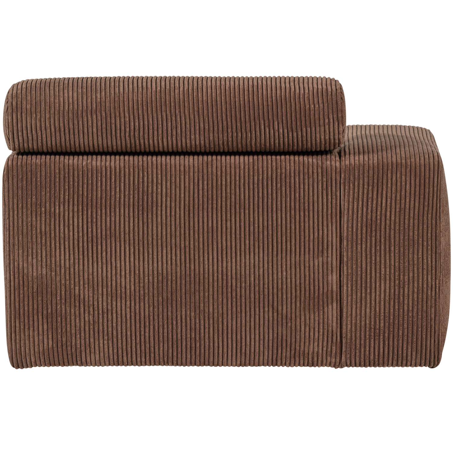 Šezlongo elementas NOVI, kairė pusė, briaunotas audinys, moka ruda