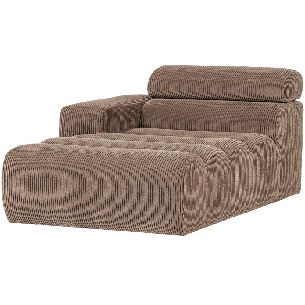 Chaise lounge NOVI, left side, ribbed fabric, taupe