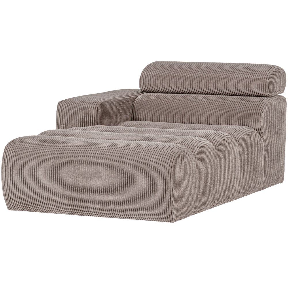 Chaise Longue NOVI, left side, ribbed fabric, sand colour
