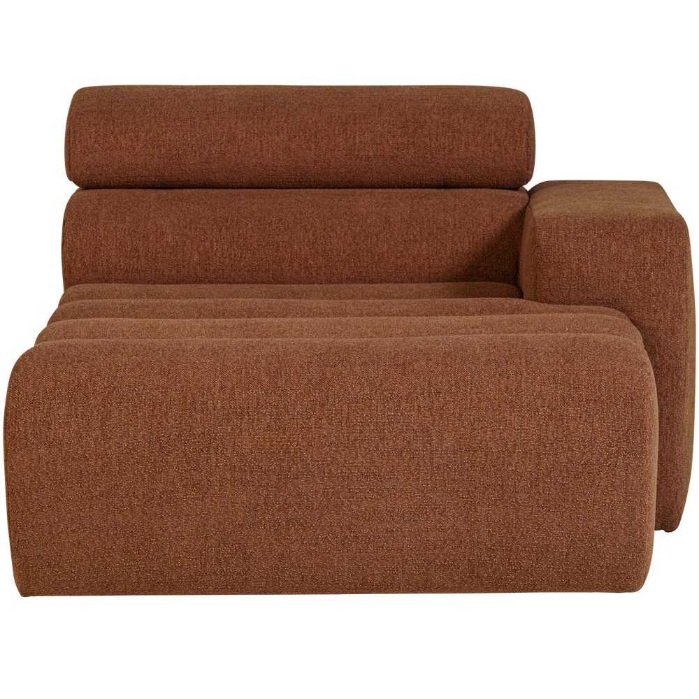 Chaise longue element NOVI, right side, boucle, terracotta