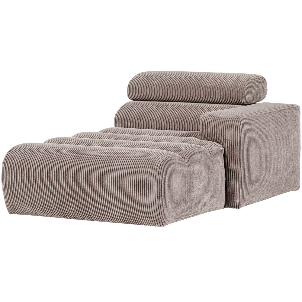 Chaise longue element NOVI, right side, ribbed fabric, sand color