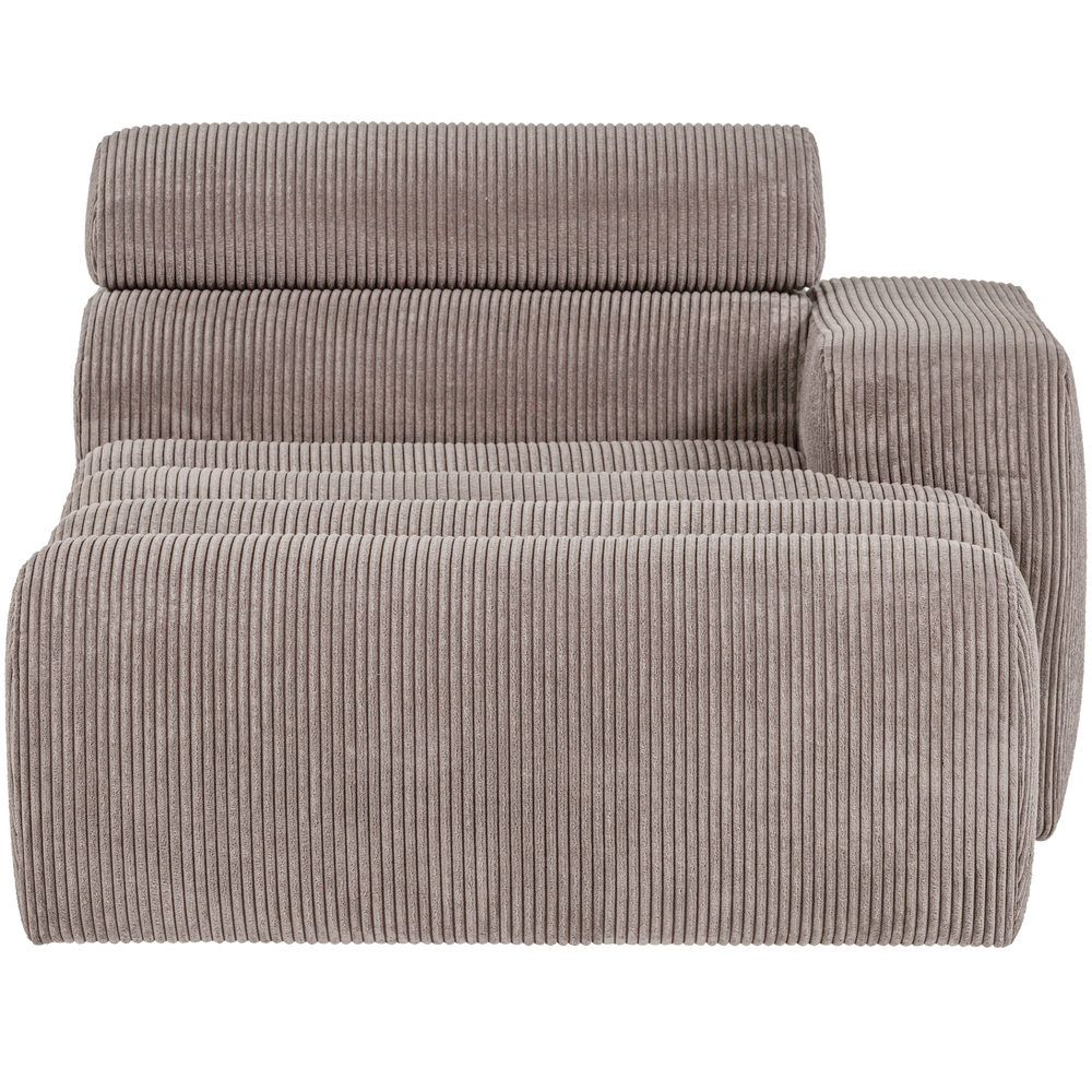 Chaise longue element NOVI, right side, ribbed fabric, sand color