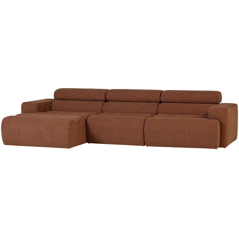 Kampinė sofa NOVI kairinė, boucle, terakota