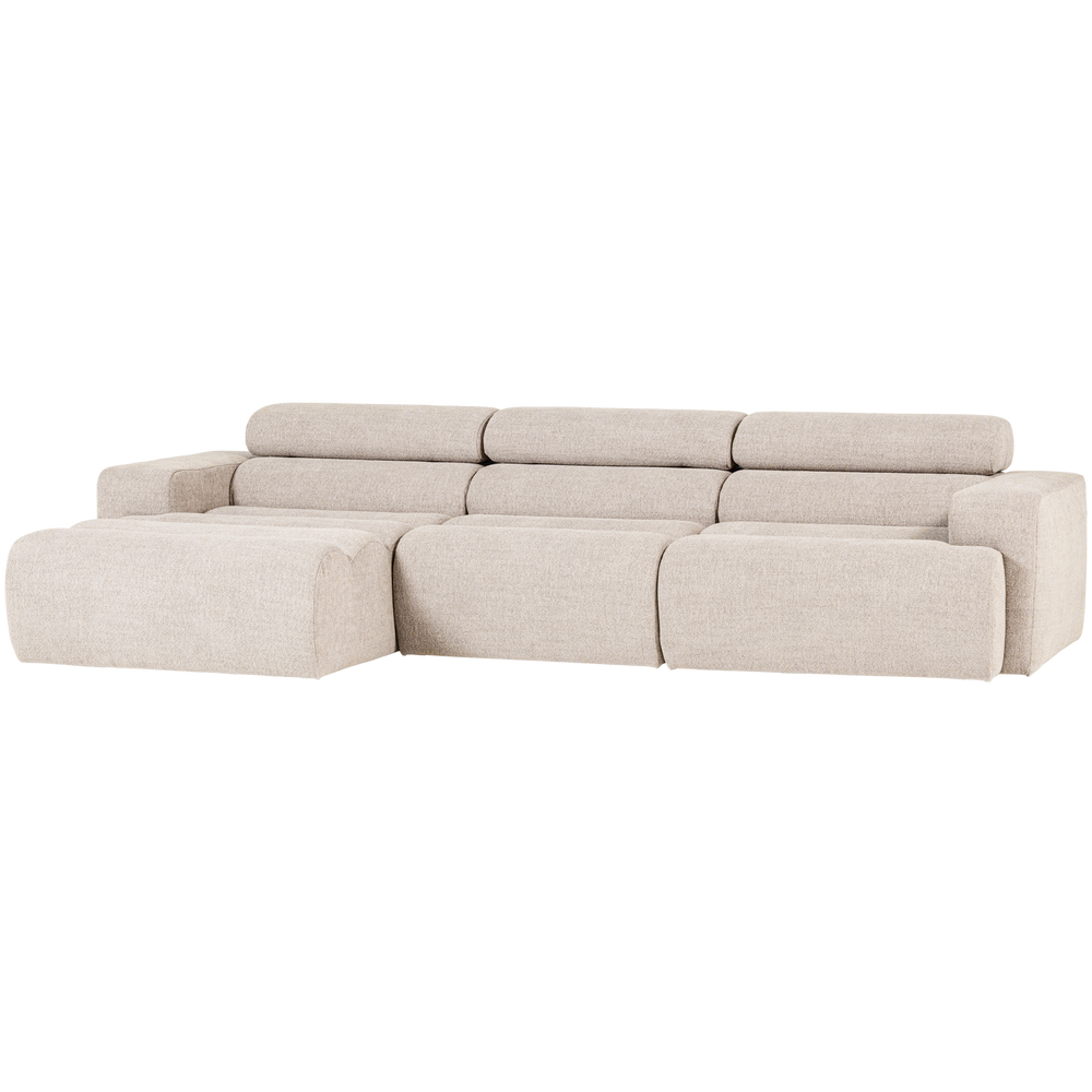 Šezlongo sofa NOVI, kairė pusė, buklė, natūrali