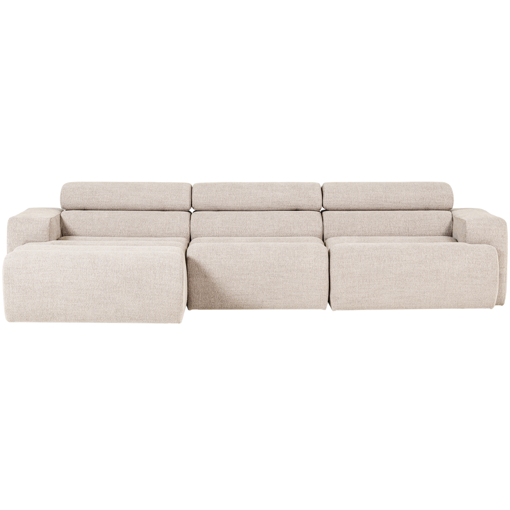 Šezlongo sofa NOVI, kairė pusė, buklė, natūrali
