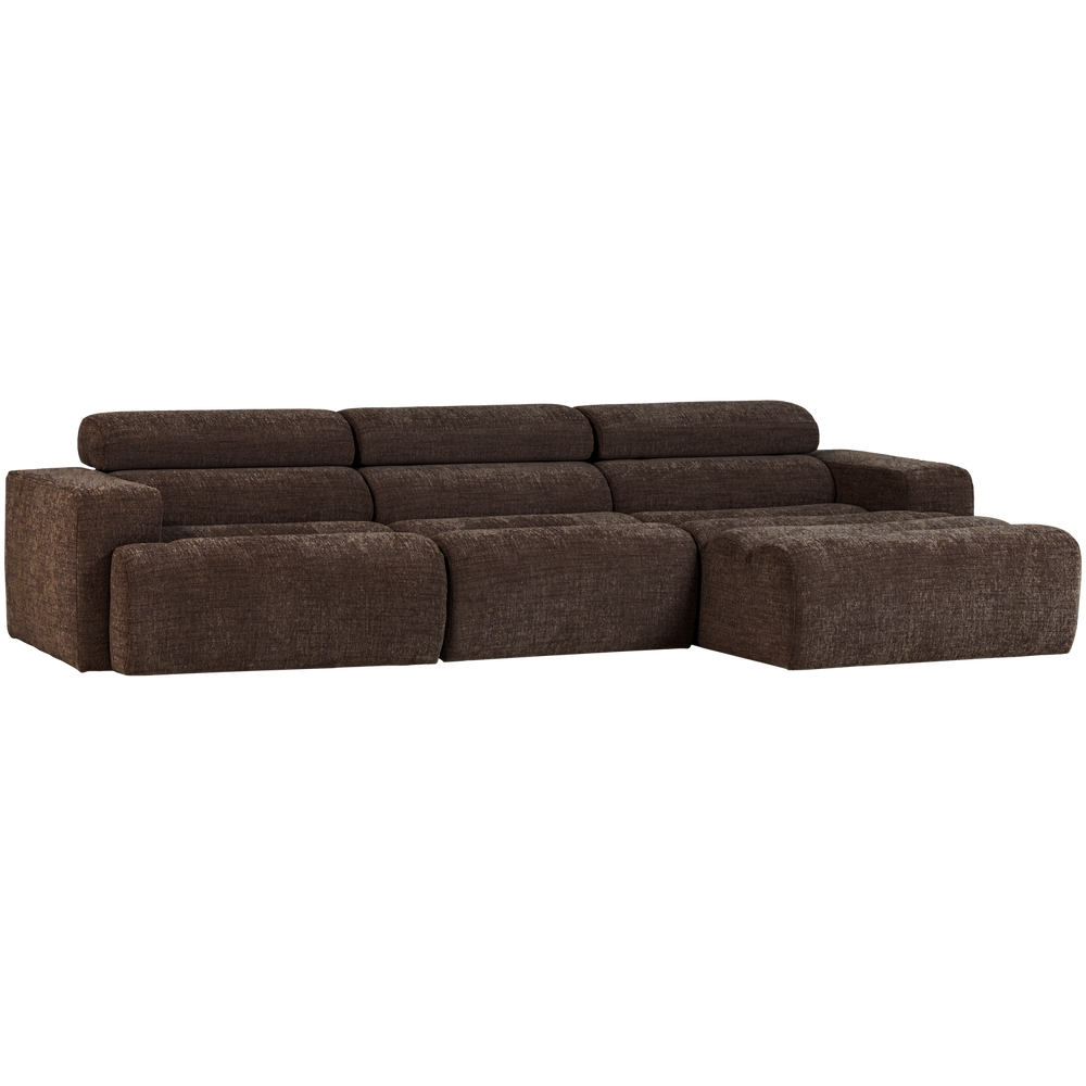 Šezlongo sofa NOVI, dešinė pusė, tamsiai ruda melanžas