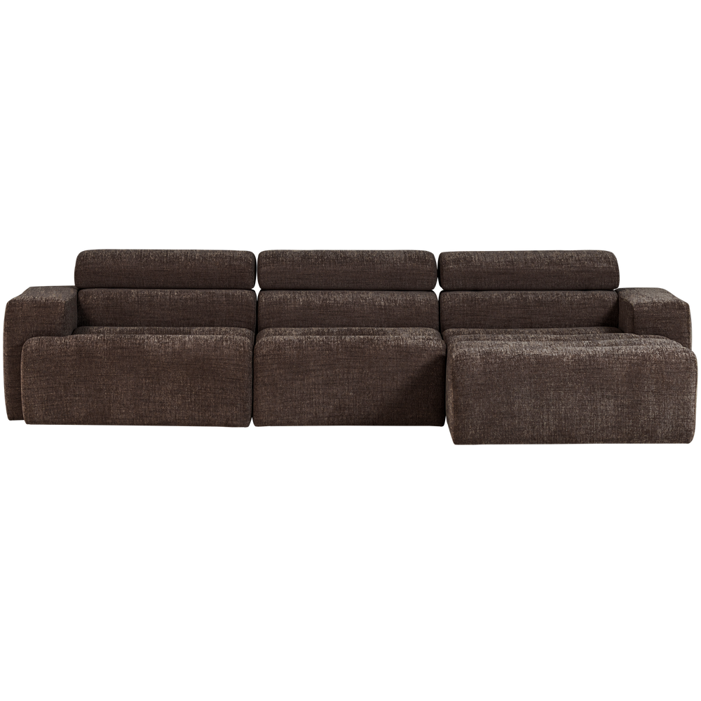 Šezlongo sofa NOVI, dešinė pusė, tamsiai ruda melanžas