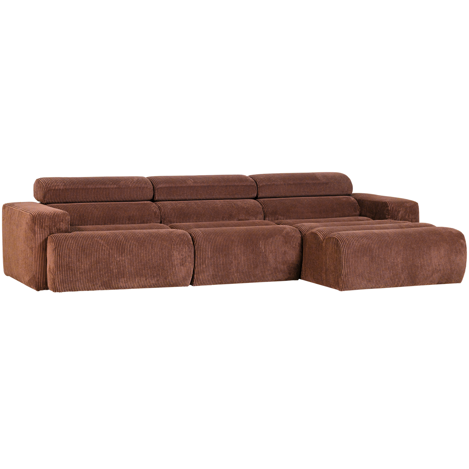Šezlongo sofa NOVI, dešinė, briaunotas audinys, molio spalva