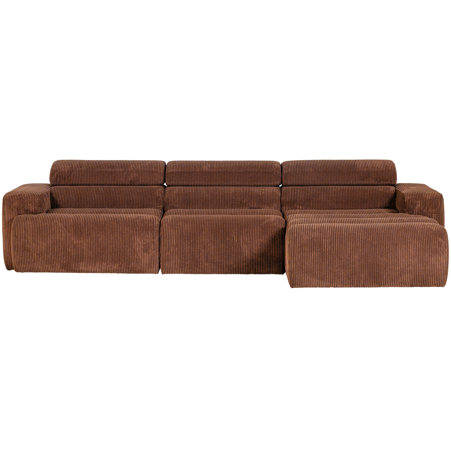 Šezlongo sofa NOVI, dešinė, briaunotas audinys, molio spalva