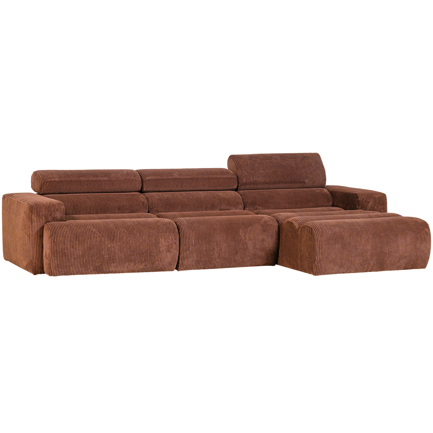 Šezlongo sofa NOVI, dešinė, briaunotas audinys, molio spalva