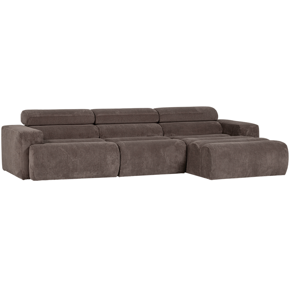 Kampinė sofa NOVI, rifliuotas, ruda