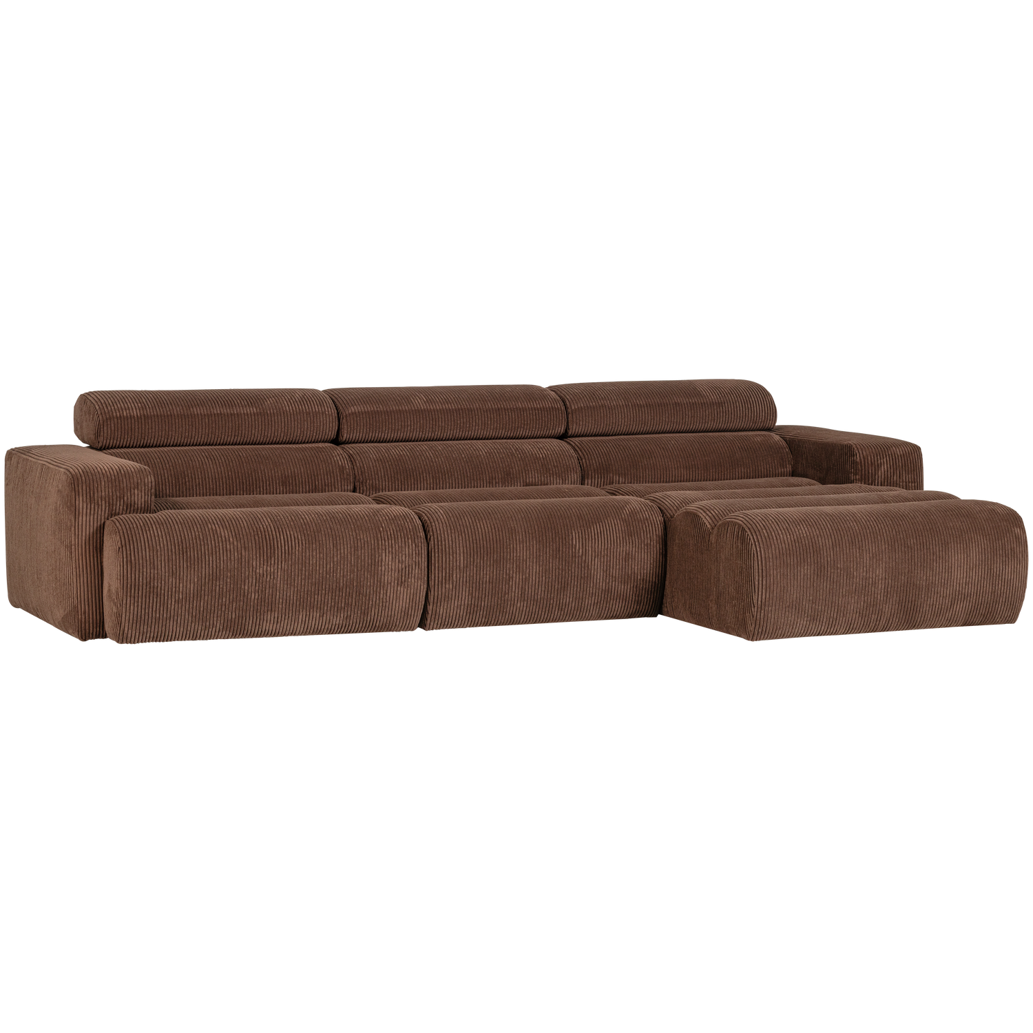 Šezlongo sofa NOVI, dešinė, briaunotas audinys, moka ruda